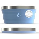 HYDAWAY Collapsible Bowl - 1 Quart (950ml) I Large Collapsible Bowls for Camping, RV, Hiking, Backpacking, Travel, Kids & Pets, Portable Dog Water Bowl, Silicone Bowls Collapse to 1-inch, Steel Rim