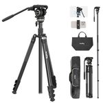 SmallRig Video Tripod CT210, 75" Video Camera Tripod Monopod with +/-15° Leveling Base Fluid Head, Professional Camera Tripod Compatible with Video Camera, DSLR, Camcorder-4475