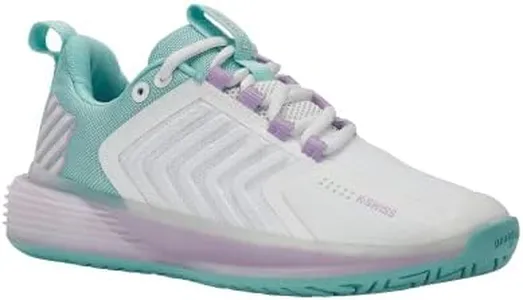K-Swiss Women's Ultrashot 3 Tennis Shoe, Brilliant White/Angel Blue/Sheer Lilac, 7.5 M