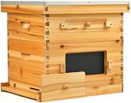 CREWORKS 20 Frame Bee Hive, Beeswax Coated Beehive Kit with Medium & Deep Boxes, Langstroth Bee Hive Boxes Starter Kit, Bees Hives Box with Transparent Acrylic Window