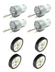 INVENTO 4pcs 12v 10 Kg-cm 1000 RPM Side Shaft High Torque Geared DC Motor Heavy Duty with 100mm x 20mm Wheel for Robot Car DIY