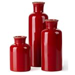 CwlwGO- Red Ceramic vase, Small Vase for Home Decor, 3 Piece Set of Glazed Decorative vase, Suitable Modern Farmhouse, Kitchen, Living Room,Bedroom,Table Decoration. (RED)……