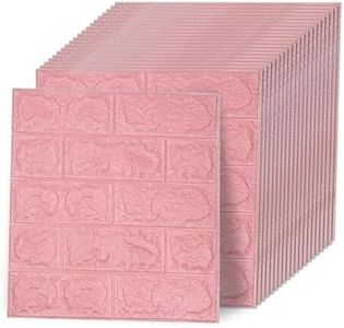 Greymond 3D Wall Panels Peel and Stick, 43.5 Sq Ft XPE Foam Stone 3D Wallpaper, Textured Faux Brick Wall Panels Pink, 30PCS