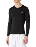 MEETYOO Men's MenÂ’s Compression Base Layer Top Long Sleeve T-shirt Sports Gear Fitness Tights for Running Gy Shirt, Black, M UK