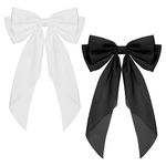 2 PCS Satin Hair Bows Bows Hair Clip,Women Hair Ribbon Bowknot Hairpin French Metal Hair Clips with Ribbon,Ponytail Holder for Women Girls Toddlers Teens Kids