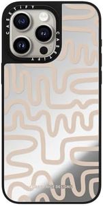 CASETiFY Mirror iPhone 15 Pro Max Case [Reflective / 4.9ft Drop Protection/Compatible with Magsafe] - Tan Line Ar - Silver On Black