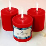 ThinkArtDecor Unscented Pillar Candles Set of 3 | 55 Hrs Each | 3X3 inch Smokeless & Dripless Wax Candles for Home Decor | Red