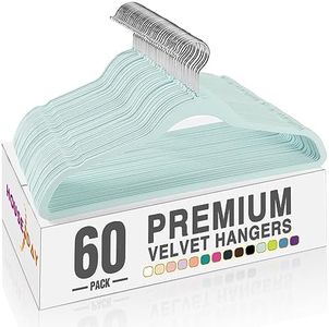 HOUSE DAY Sky-Blue Velvet Hangers 60 Pack, Premium Non Slip Clothes Hanger