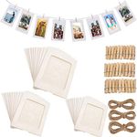 30PACK Paper Photo Frames 10x15 cm Paper Picture Frame with Wooden Clips and String Hanging Cardboard 4x6 Photo Frame Set for Home Wall Decor (White)