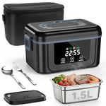 Cordless Electric Heated Lunch Box, 2026 Upgrade 18000mAh Rechargeable Heated Lunch Box with LCD & Ice Crystal Box, 1.5L Electric Heated Lunch Box Portable Heat Box for Camping, Office, Travel