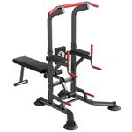 SogesPower Power Tower Pull Up Bar Station Multi-Function Adjustable Height Workout Dip Station Strength Training Equipment for Home Gym Fitness Equipment with Folding Multi-purpose Dumbbell Bench 330LBS