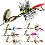 VMSIXVM Trout Lures Trout Spinners, Rooster Bait Tail Trout Fishing Lures for Bass Salmon Pike, Fishing Spinner Kit Smallmouth Bass Lures with Brass Spinner for Lake River Fishing