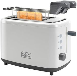 Black+Decker | Toaster | BXTOA820E | 820W | 2 Wide Toast Slots | 7 Roasting Levels | Removable Bun Attachment | White