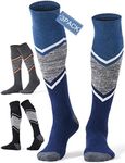 FITRELL 3 Pack Men's and Women's Ski Socks Full Cushioned Winter Merino Wool Thermal Knee High Warm Socks for Skiing Snowboarding, Black+Orange+Blue, X-Large
