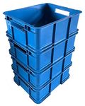 4 x 20.5 Litre Medium Unibox Industrial Stacking Plastic Storage Boxes Containers Crates (Blue)