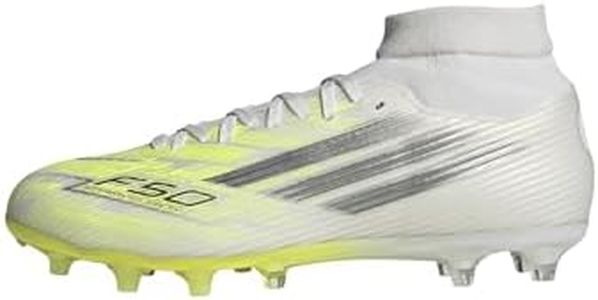 adidas Women's F50 Sparkfusion League Firm Ground/Artificial Ground, White/Iron Metallic/Yellow, 7