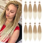 si fi Pre-stretched Braiding Hair Easy Braid Professional Itch Free Synthetic Fiber Corchet Braids Yaki Texture Hair Extensions 8packs Braid Hair 26 Inch… (26Inch 8packs T27-613)