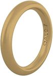 QALO Women's Rubber Silicone Ring, Classic Stackable Rubber Wedding Band, Breathable, Durable Engagement Silicone Ring, 3mm Wide 2mm Thick, Antique Gold, Size 9