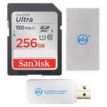 SanDisk 256GB SDXC Ultra Memory Card Works with Canon EOS Rebel T7, Rebel T6, 77D Digital Camera (SDSDUNC-256G-GN6IN) Bundle with Everything But Stromboli Micro & SD Card Reader & Micro Fiber Cloth