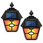 EHOFUN 2Pack Flickering Solar Wall Lights, Waterproof 28LED Retro Hex Flame Lamp Solar Deck Garage Door Night Lights Solar Torches Light for Courtyard Garden Outdoor Landscape Lighting