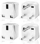 UK to India Travel Plug Adapter, UK to Sri lanka Plug Adapter 4 Pack, PABANCE 3 Pin Travel Plug Adapter Type D Adapter for India/Pakistan/Sri lanka and More, UK Travel Plug Adapter (White)