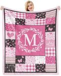 Initial Birthday Gifts for Women, Personalized Blanket 60 X 50in, Monogrammed Gifts for Women, Initial Gifts for Teen Girls, Personalized Letter M Mothers Day Butterfly Gifts for Women Her Mom