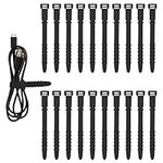 SAVITA 20pcs Reusable Wire Ties, 4.5inch Silicone Cable Ties Elastic Silicone Cord Organizer Straps Reusable Cable Zip Ties for Charging Cables USB Cables Earphones Line Pens Key Chains (Black)