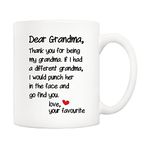 5Aup Funny Grandma Coffee Mug Christmas Gifts from Grandson Granddaughter, Dear Grandma...Love Your Favourite Mother's Day Cups for Grandmother White, 11 Oz