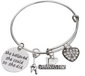 Infinity Collection Gymnastics Bangle Bracelet- Girls Gymnastics Bracelet- Gymnastics Jewelry for Gymnast …, Teen/Adult, Zinc,