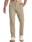 JMIERR Men's Casual Pants Cotton Button Elastic Waist Outdoor Trousers Workout Lightweight Golf Pants with Multi Pocket Khaki 32