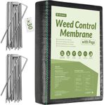 Velway Weed Control Membrane 2x5M - with 30 Garden Pegs Heavy Duty Weed Control Barrier Fabric Landscaping Ground Cover Weed Suppressant Membrane for Artificial Grass Patio Paths Flower Beds