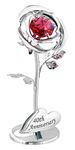 Modern 40th Anniversary Silver Plated Flower with Red Austrian Crystal Glass by Happy Homewares