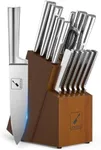 imarku Knife Set - Kitchen Knife Set 15 Pieces Japanese Stainless Steel Knife Block Set with Sharpener - Dishwasher Safe Kitchen Knives - Ultra Sharp Chef Knife Set for Kitchen, Silver