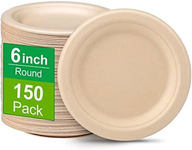 Greconv 150 Pack Bulk Paper Plates, Small Paper Plates 6 inch, 100% Compostable Plates Eco Friendly Disposable Plates, Brown Paper Plates for Dessert Cake Appetizer