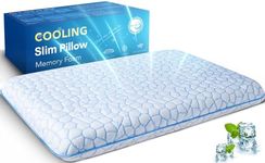 Ultra Thin Flat Pillows for Sleeping,Cooling Slim Pillow Memory Foam Pillow 2.75 inch Height Ultra Thin Pillow,Low Profile Sleeper Pillows for Stomach Back Sleeper for Neck and Back Support