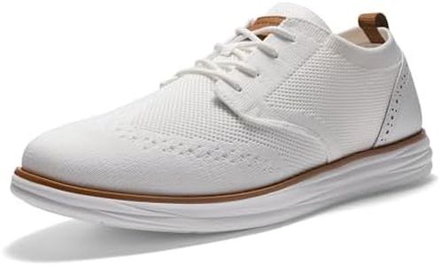 Bruno Marc Men's KnitFlex Craft Mesh Oxfords Sneakers Casual Dress Lace-Up Lightweight Walking Shoes,Size 10.5,White,SBOX2406M