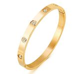 A D. ALLEN & DANMI. AD Jewelry 18 K Gold Plated Love Bangle Bracelet Stone Stainless Steel Bangle for Love …, Medium, Stainless Steel, Cubic Zirconia