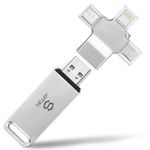 JSL JDTDC 128GB 4-IN-1-Photo-Backup-Stick-For-iPhone/iPad/Android/Computer Universal Photo & Video Backup Photo-Saver-Stick iPhone-Backup-Flash-Drive Android-Photo-Backup-Storage Photo-Finder-Stick-PC