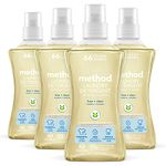 Method Liquid Laundry Detergent, Hypoallergenic + Biodegradable Formula, Plant-Based Stain Remover, Fragrance Free + Clear, 66 Loads per 1.5 Liter Bottles, 4 Pack (264 Total Loads), Packaging May Vary