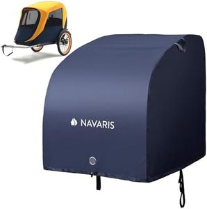 Navaris Bike Trailer Cover - Water-Resistant 210D Polyester Outdoor Cycle Bicycle Trailer Covers - Road Mountain EBike Tarp Accessories for Outside Storage - Adjustable Fit - Navy