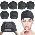 6 PACK Wig Caps for Wig Making - Stretchable Dome Mesh Wig Caps for Women Lace Front Wigï¼Ë†Blackï¼â€°