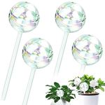 Glass Watering Globes, WENRERO 4 PCS Large Plant Watering Bulbs Balls Colorful Automatic Plant Waterer Plant Self Watering Stakes Spikes Garden Self Watering System for Indoor Outdoor Plants