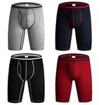 CASIVENT Men's Athletic Cotton Long Leg Underwear Soft Performance Boxer Briefs with Open Fly, 4 Pack, Tag L, UK M