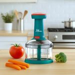 Dither Pro Premium 3-Blade Vegetable Chopper – 650ml Manual Hand Press Chopper for Onion, Tomato, Potato, Salad | BPA-Free, Heavy-Duty | Sharp Blades, Easy to Clean – Must-Have Kitchen Tool