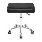 Antlu Adjustable Swivel Tall Metal Stool Chair for Office Massage Kitchen Beauty Drum, Guitar Work Stool on Wheels (Black)