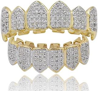 KMASAL Hip Hop Unisex 18K placcato oro ghiacciato CZ Simulato Diamond Top Bottom Set Grillz per i denti