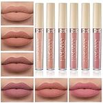 6 Colors Matte Nude Lipstick Set Liquid Lipstick Velvet Lip Gloss Lip Stain Long Lasting Waterproof Nude Pink Lipstick Set for Women Lip Makeup (SET-B)