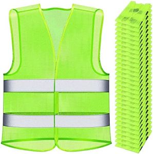 Unittype 30 Pack High Visibility Vest Reflective Safety Vest Hi Vis Mesh Vest Adjustable Size for Men Women Outdoor Works, Green, Medium