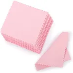 SEVENWELL Jewelry Cleaning Cloth 50pcs Pink Polishing Cloth for Sterling Silver Gold Platinum Small Polish Cloth 8x8mm