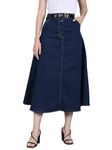 Codaisy Women Beautiful Long Denim A-Line Blue Casual Skirt (26)